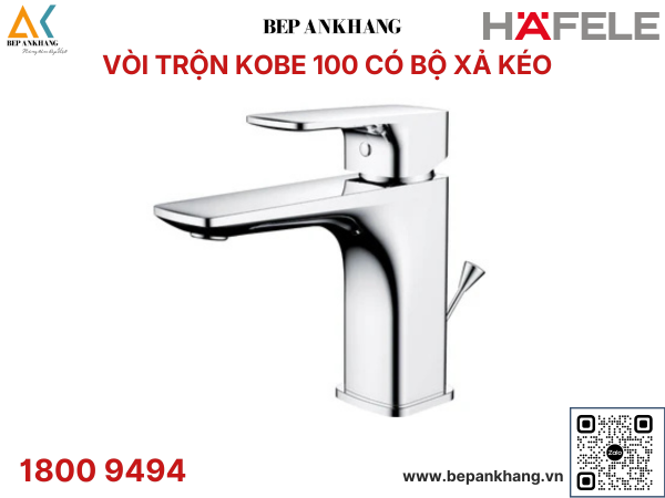 Vòi trộn Hafele Kobe 100 chrome có bộ xả kéo - 589.15.001